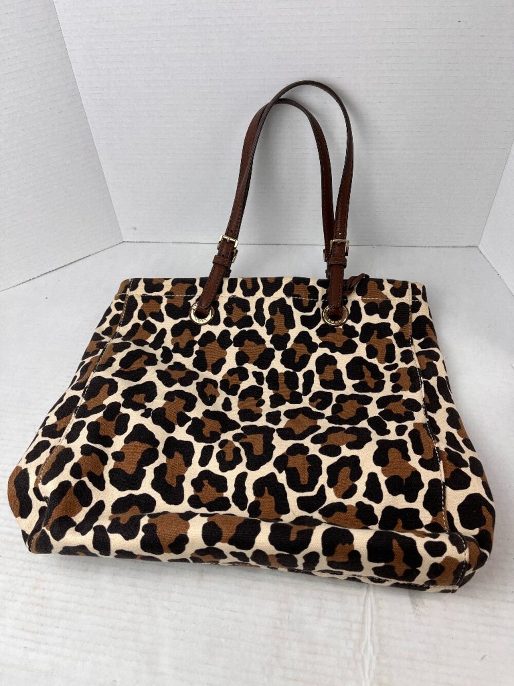 Women's Michael Kors Animal print tote, 14" x 16" w/leather double handles